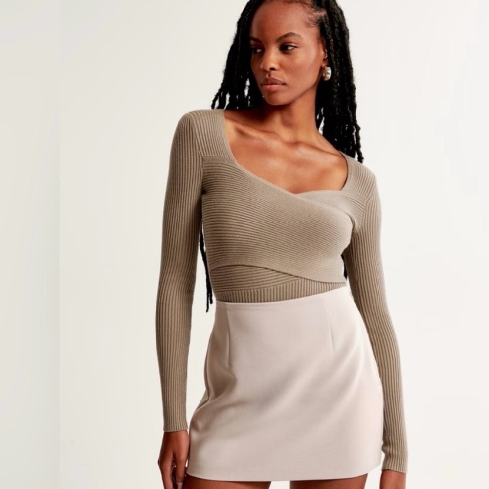 Abercrombie & Fitch Tan Ribbed Bodysuit